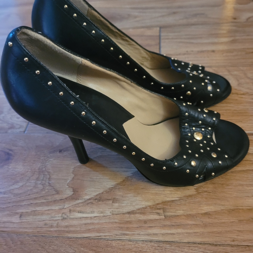 Michael Kors Black Heels with Gold Studs